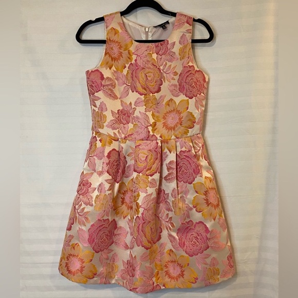 Alison Andrews floral jacquard fit and flare sleeveless Cottagecore dress Small - Picture 3 of 10